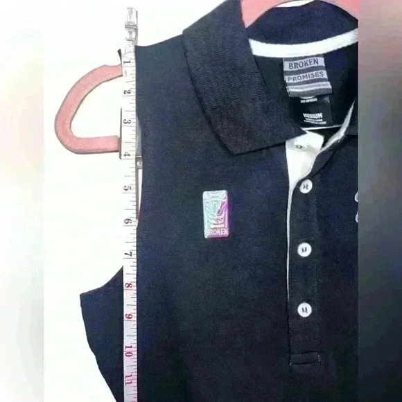 Broken Promises Black Sleeveless Collared Bodycon Graphic Polo Street Wear Dress - Picture 4 of 6